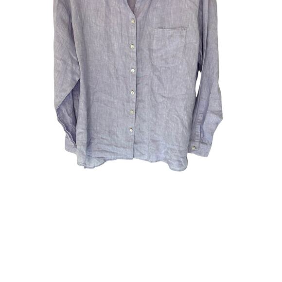 J. Jill Love Linen Purple Lagenlook Coastal Long Sleeve Blouse Size Large Petite - Picture 4 of 11